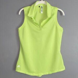 ADIDAS Neon Lime Green Sleeveless Polo Golf Shirt Women's Small